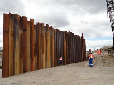 Entwurf von Stahlspundwände cofferdam Stützsystem